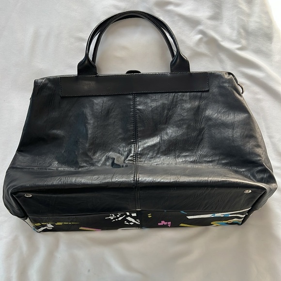 Fenicottero Black Leather Graffiti Bag - Picture 8 of 9